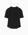 Shirring Jersey Jacquard Short Sleeve Top - black