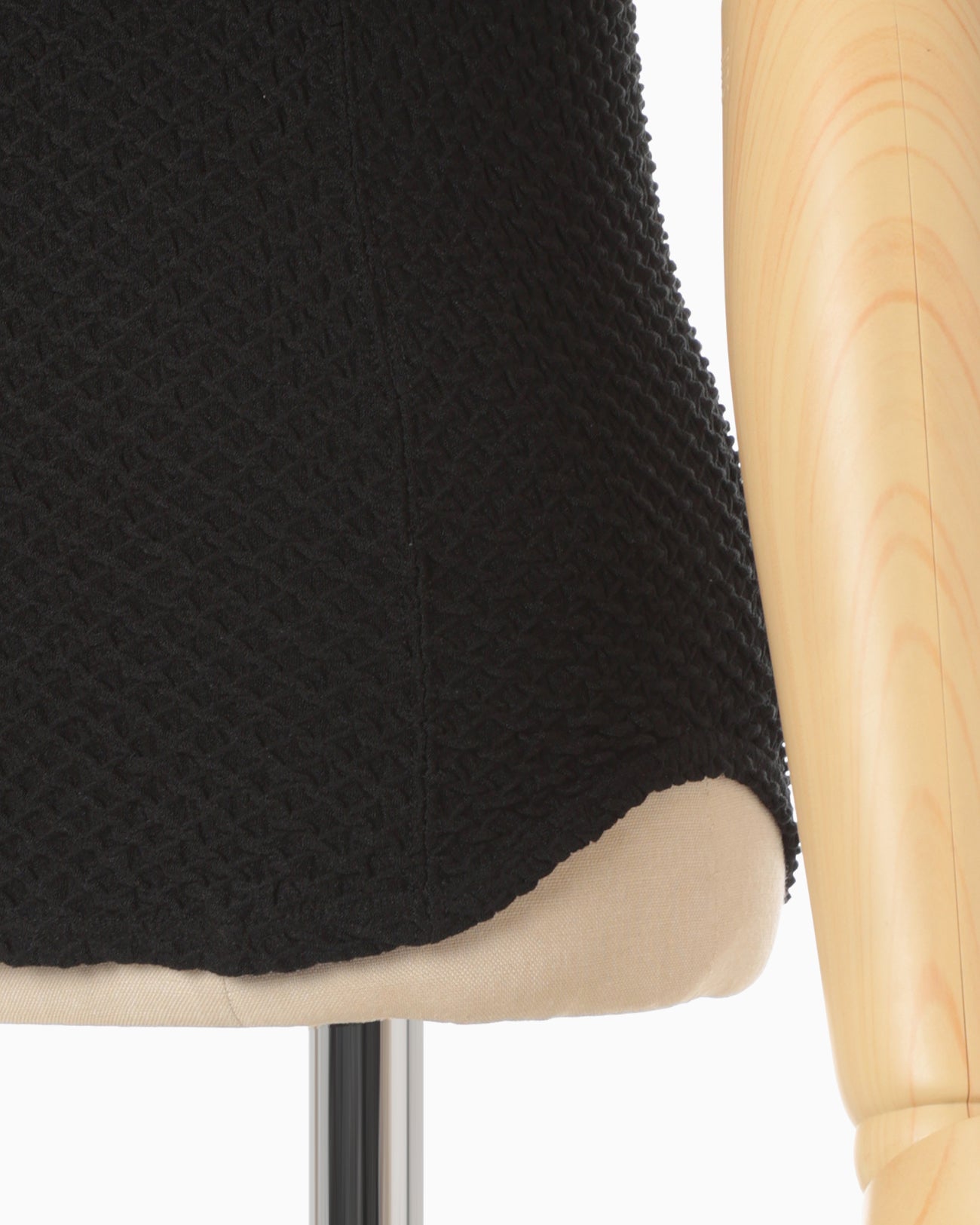 Shirring Jersey Jacquard Short Sleeve Top - black
