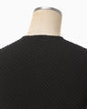 Shirring Jersey Jacquard Short Sleeve Top - black