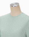 Shirring Jersey Jacquard Short Sleeve Top - light blue