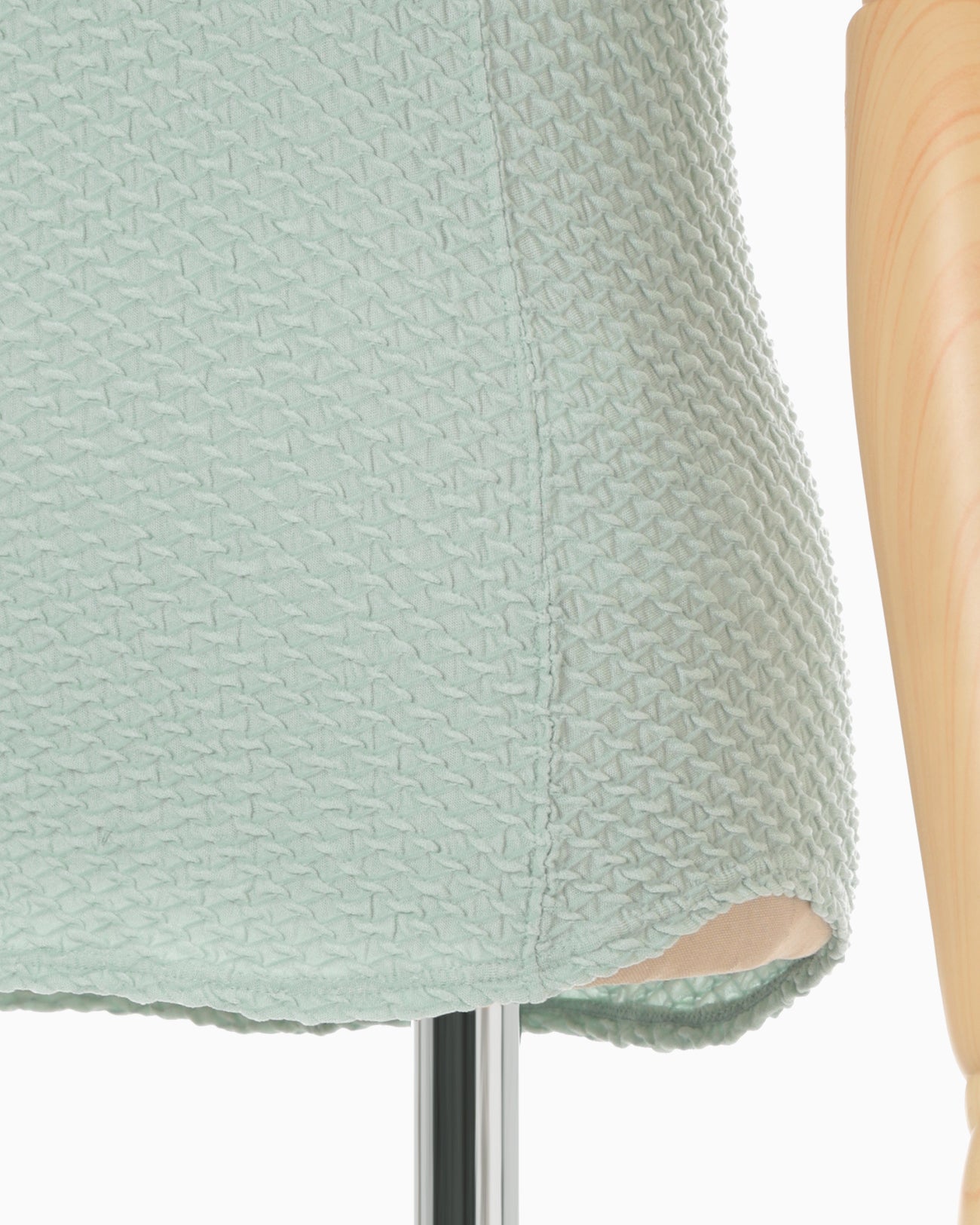 Shirring Jersey Jacquard Short Sleeve Top - light blue