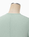 Shirring Jersey Jacquard Short Sleeve Top - light blue