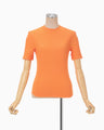 Shirring Jersey Jacquard Short Sleeve Top - orange
