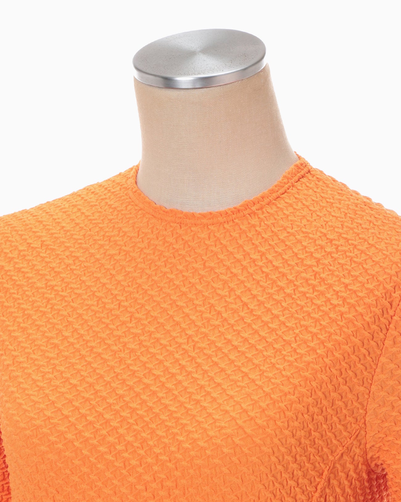 Shirring Jersey Jacquard Short Sleeve Top - orange