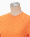 Shirring Jersey Jacquard Short Sleeve Top - orange