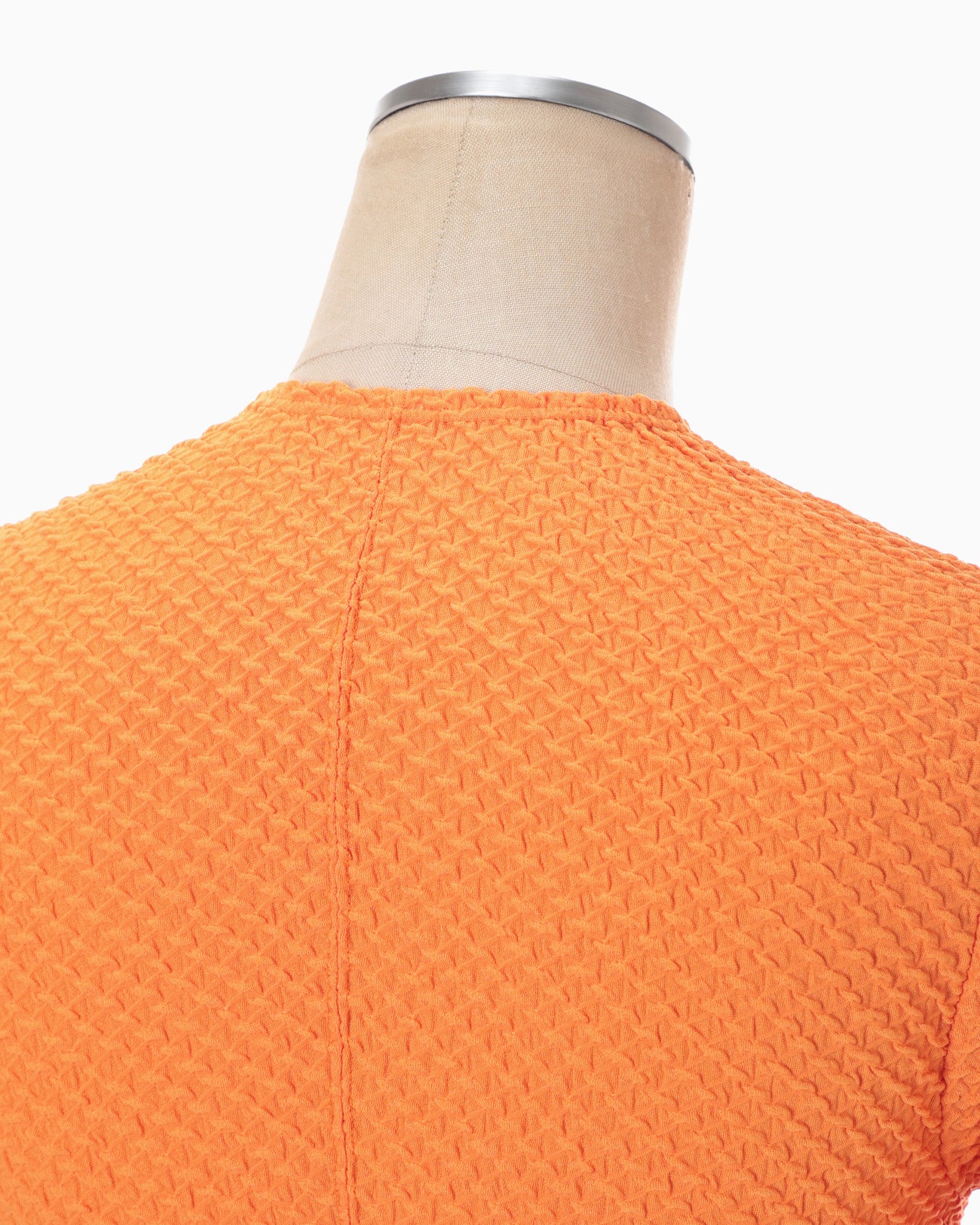 Shirring Jersey Jacquard Short Sleeve Top - orange