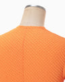 Shirring Jersey Jacquard Short Sleeve Top - orange