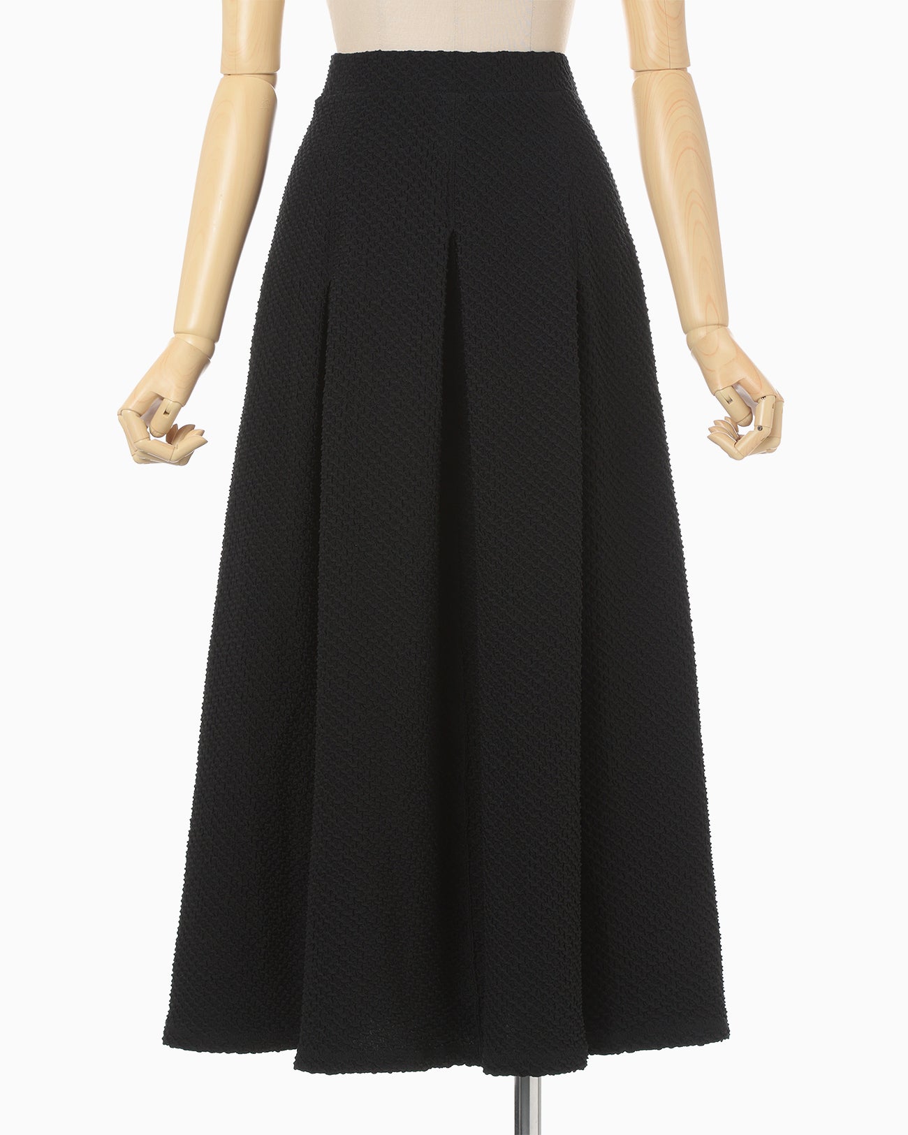 Shirring Jersey Jacquard Flare Skirt - black