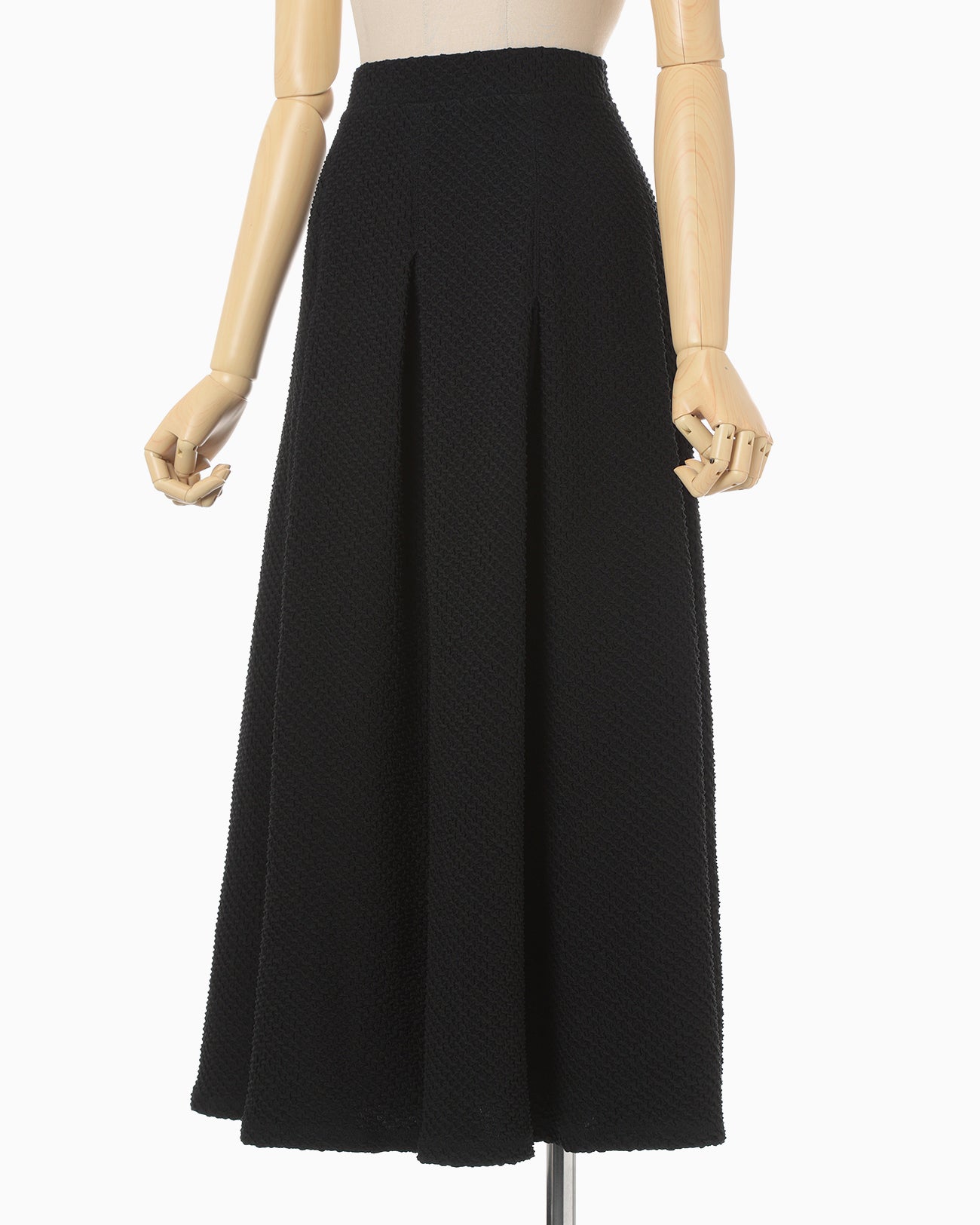 Shirring Jersey Jacquard Flare Skirt - black