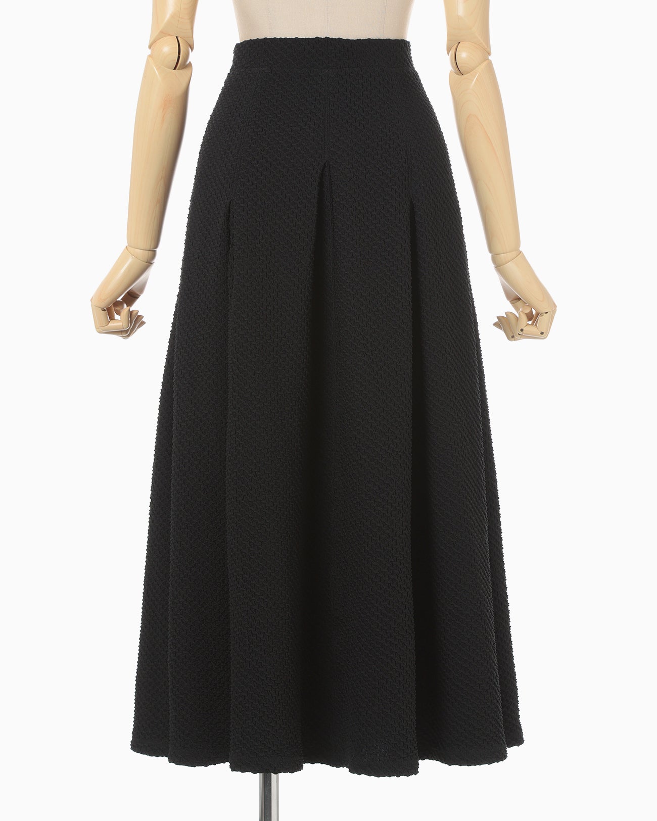 Shirring Jersey Jacquard Flare Skirt - black