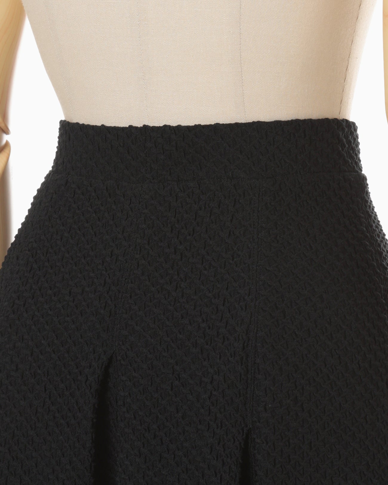 Shirring Jersey Jacquard Flare Skirt - black