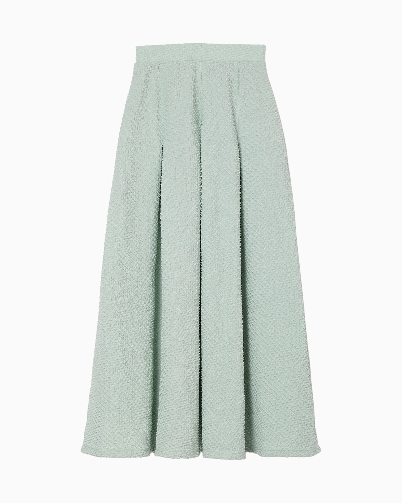 Shirring Jersey Jacquard Flare Skirt - light blue