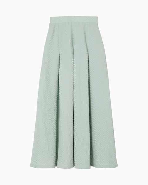 Shirring Jersey Jacquard Flare Skirt - light blue