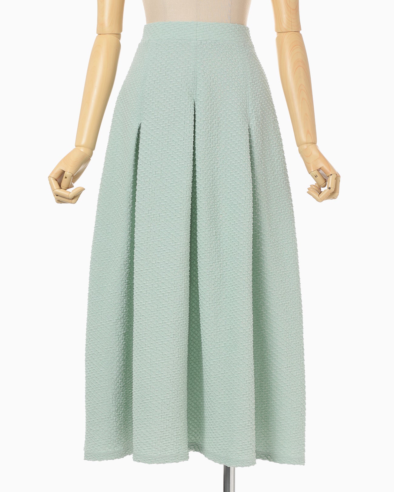 Shirring Jersey Jacquard Flare Skirt - light blue