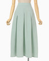 Shirring Jersey Jacquard Flare Skirt - light blue
