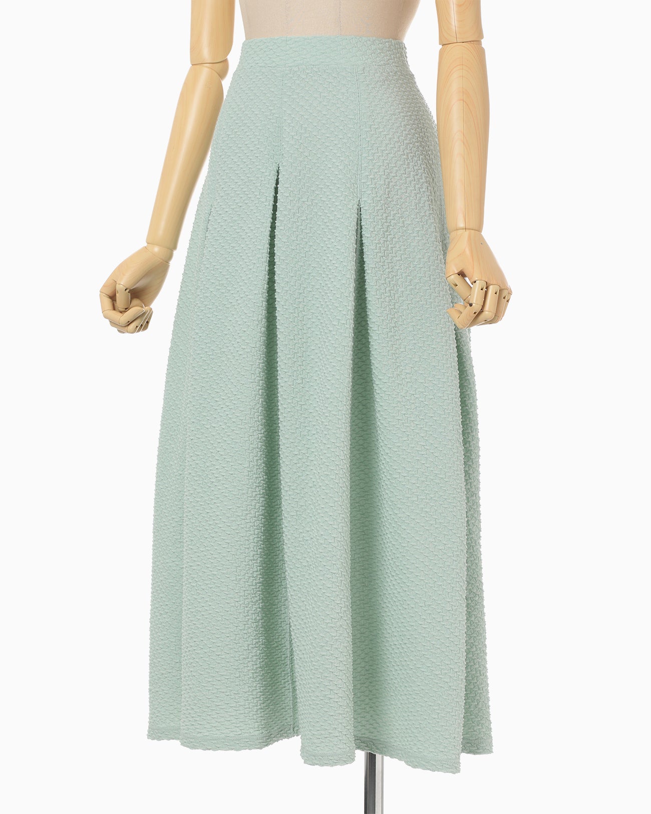Shirring Jersey Jacquard Flare Skirt - light blue