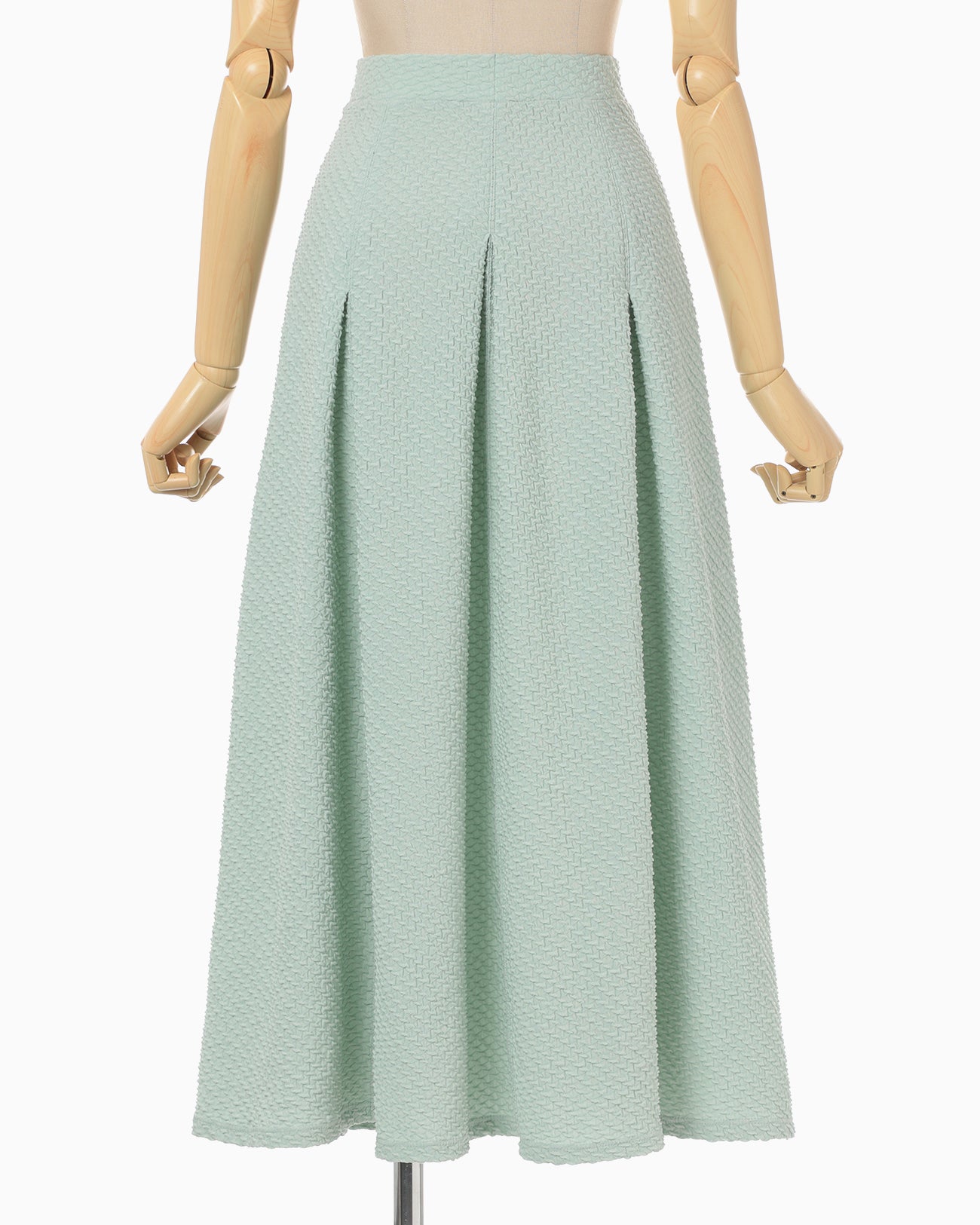 Shirring Jersey Jacquard Flare Skirt - light blue