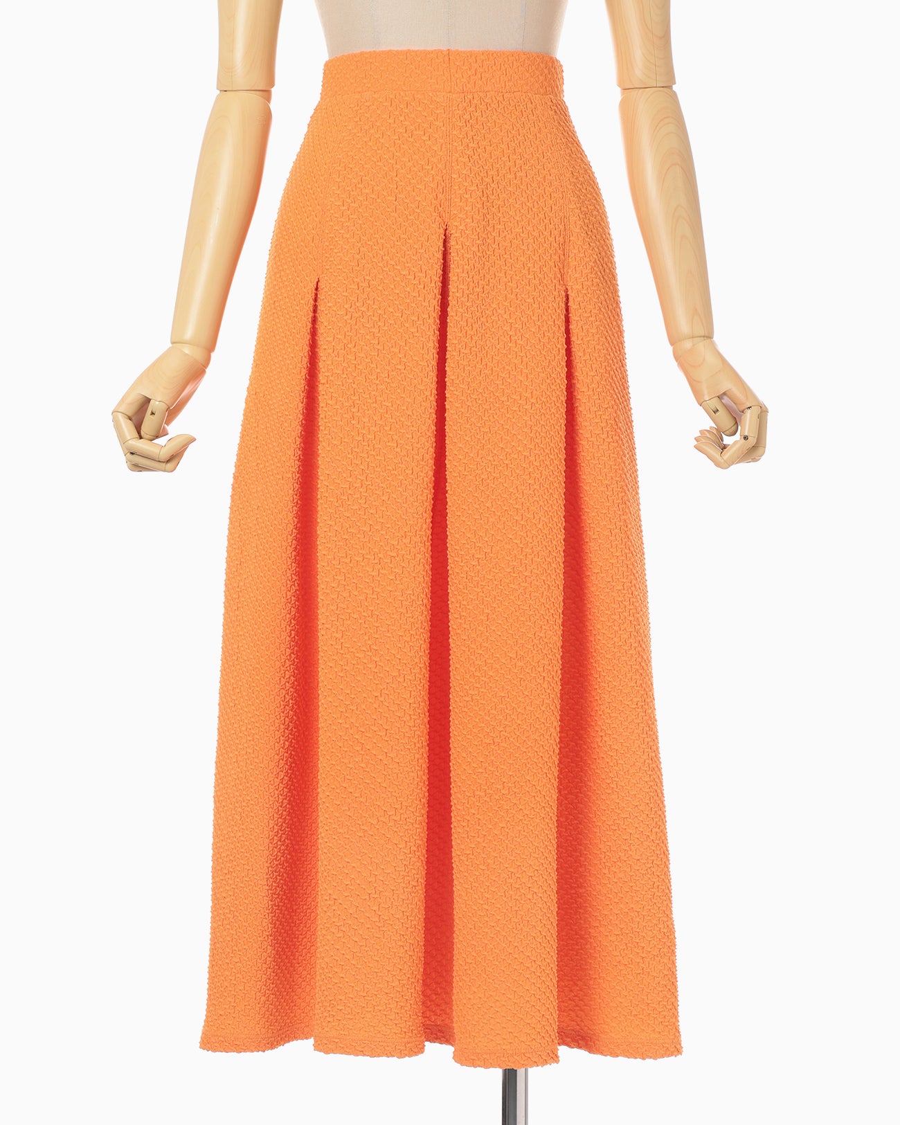 Shirring Jersey Jacquard Flare Skirt - orange