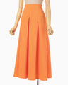 Shirring Jersey Jacquard Flare Skirt - orange