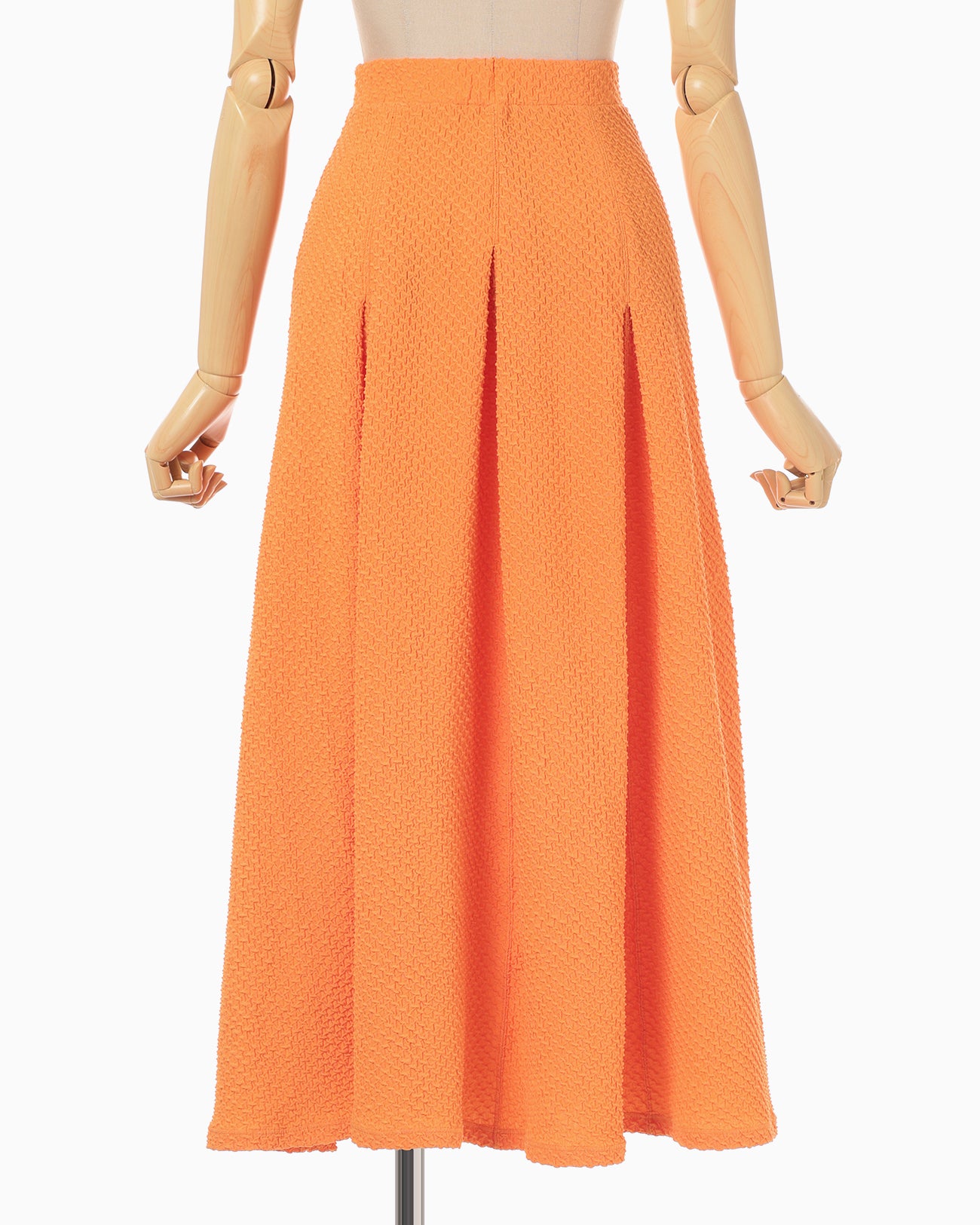 Shirring Jersey Jacquard Flare Skirt - orange