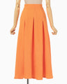 Shirring Jersey Jacquard Flare Skirt - orange