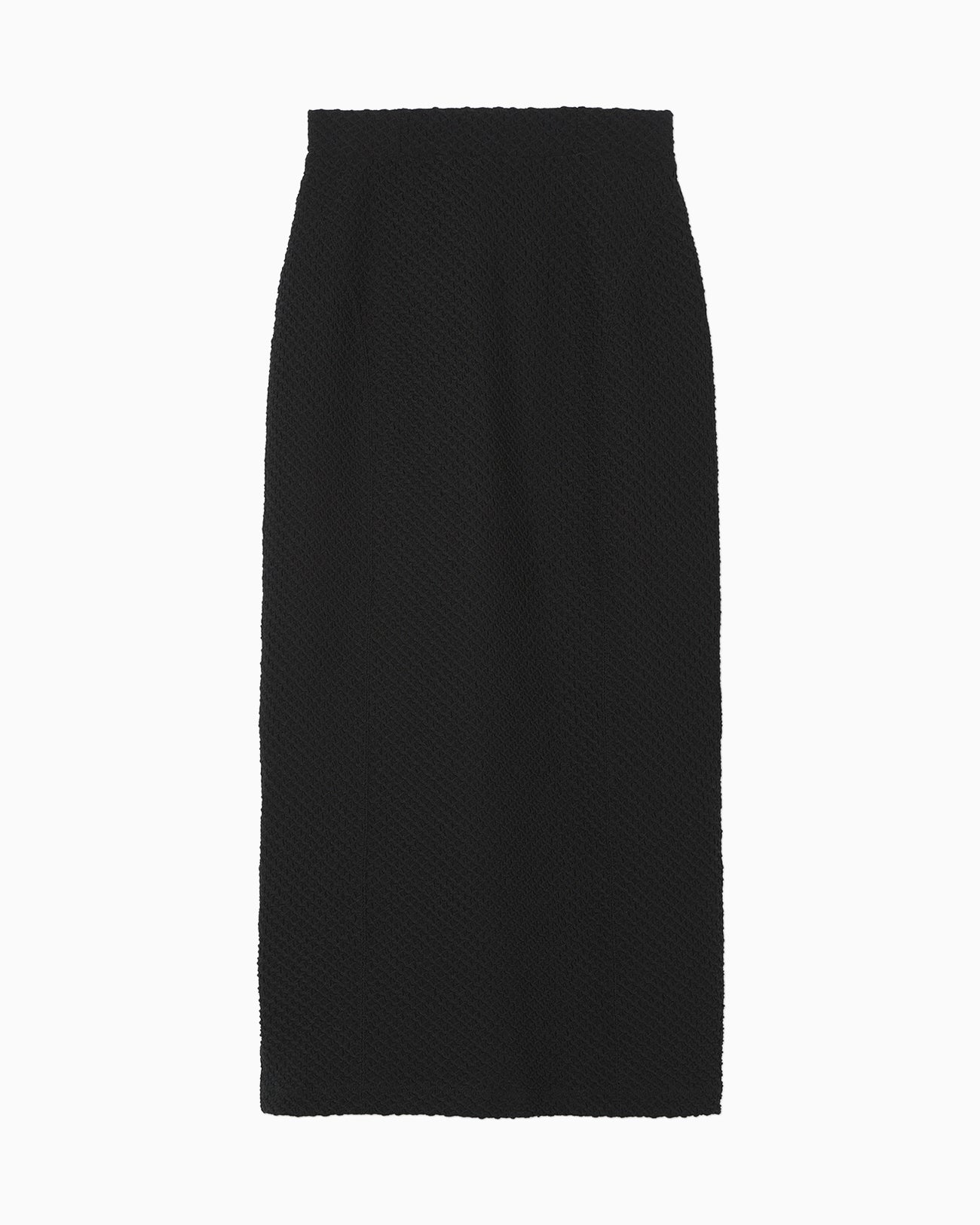 Shirring Jersey Jacquard Pencil Skirt - black