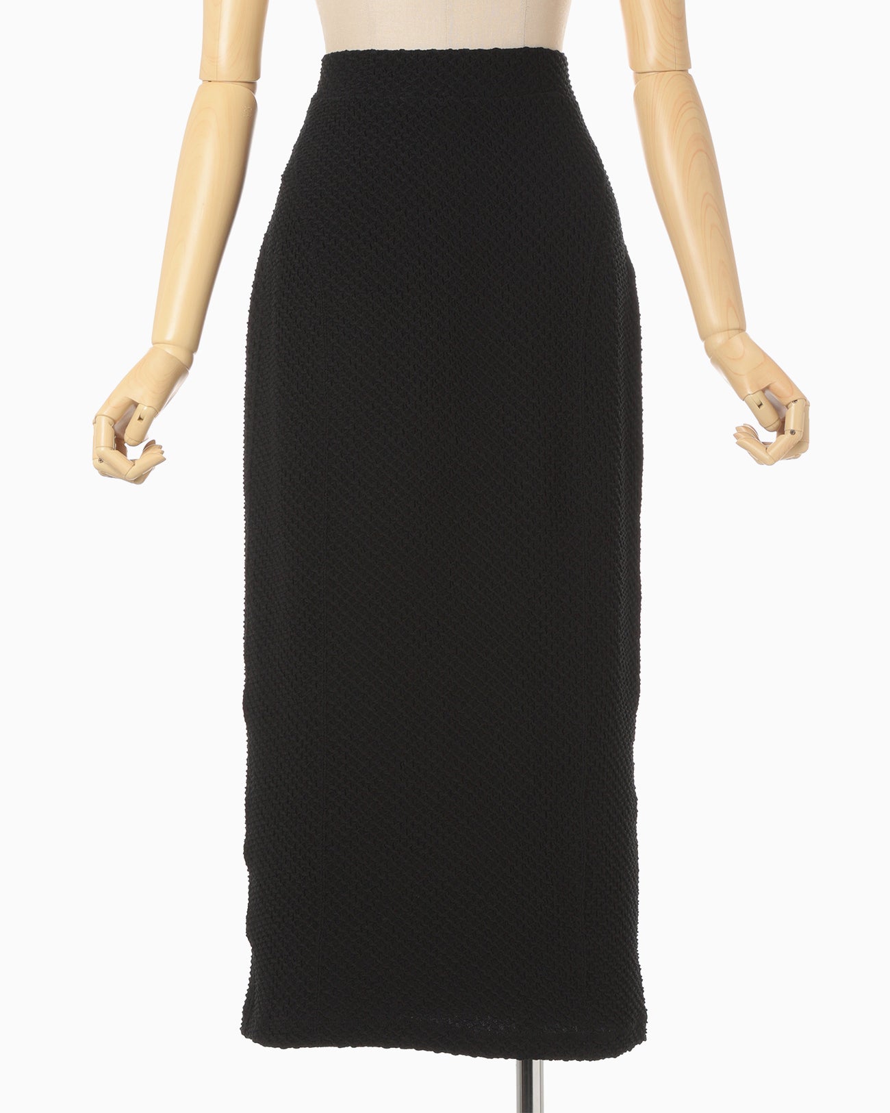 Shirring Jersey Jacquard Pencil Skirt - black