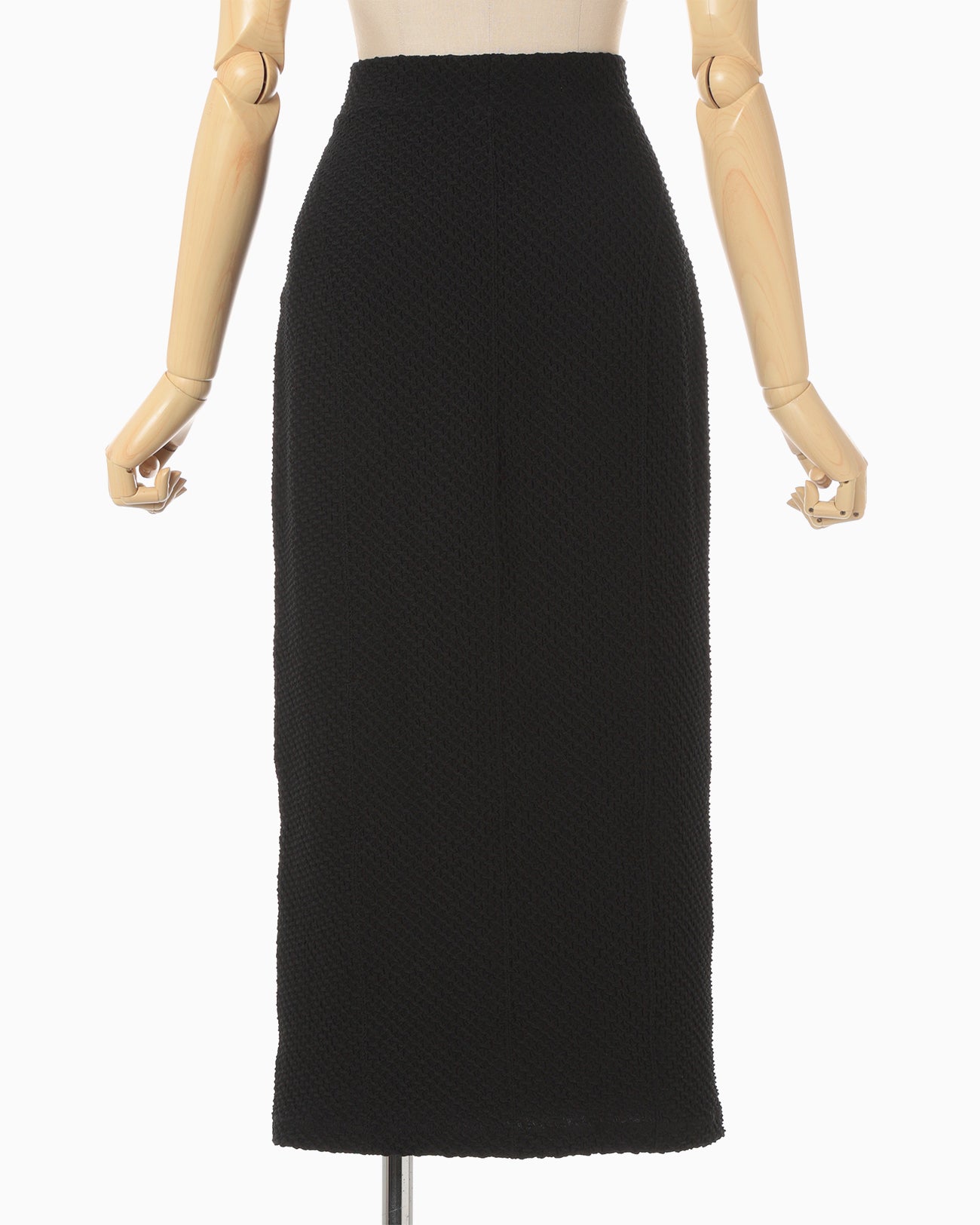 Shirring Jersey Jacquard Pencil Skirt - black