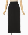 Shirring Jersey Jacquard Pencil Skirt - black
