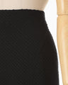 Shirring Jersey Jacquard Pencil Skirt - black