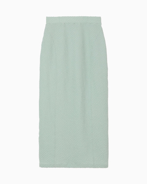 Shirring Jersey Jacquard Pencil Skirt - light blue