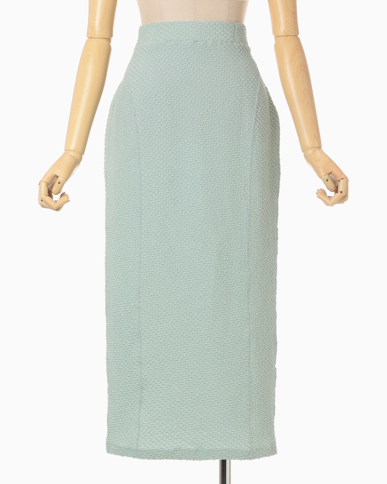Shirring Jersey Jacquard Pencil Skirt - light blue