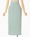 Shirring Jersey Jacquard Pencil Skirt - light blue