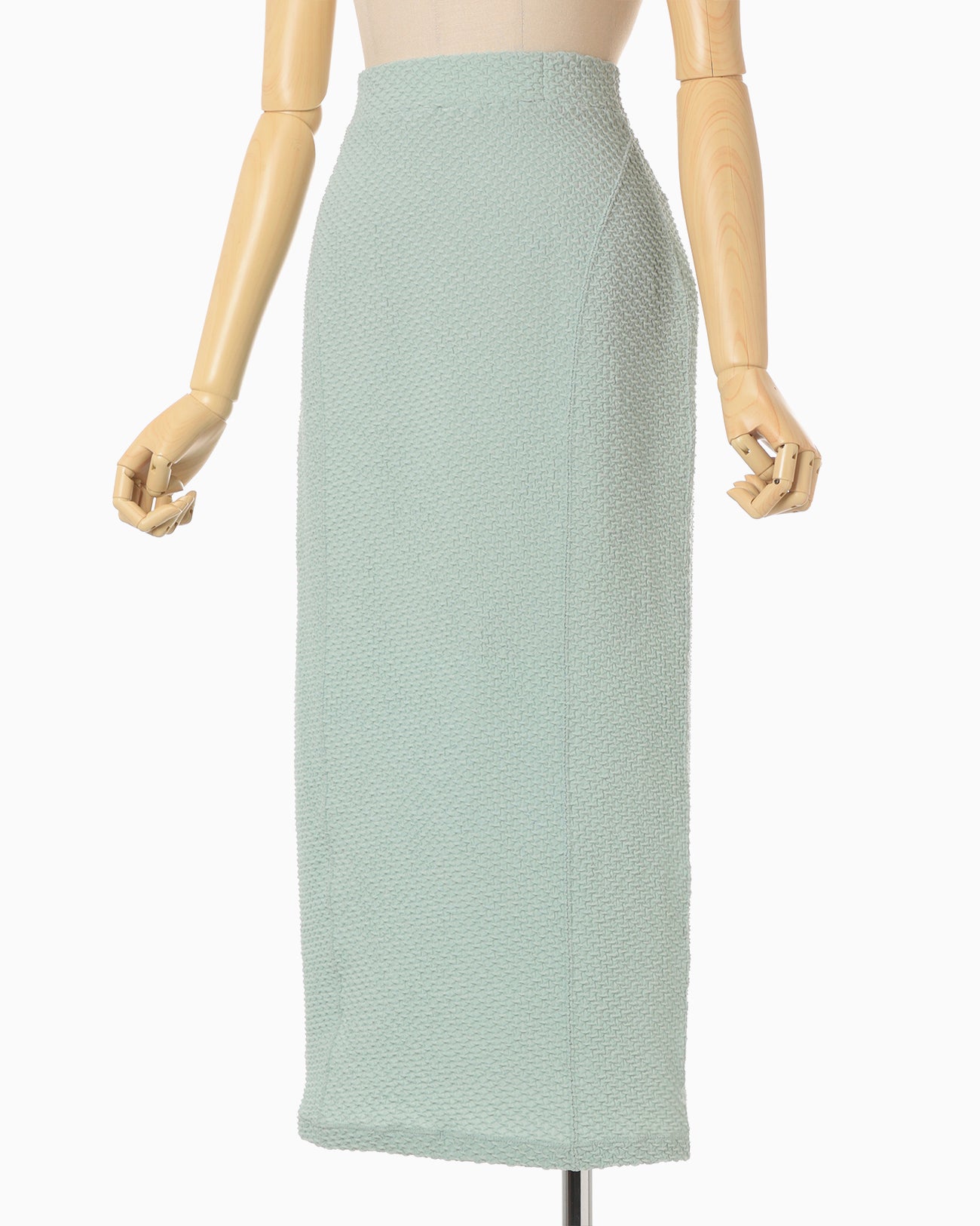 Shirring Jersey Jacquard Pencil Skirt - light blue