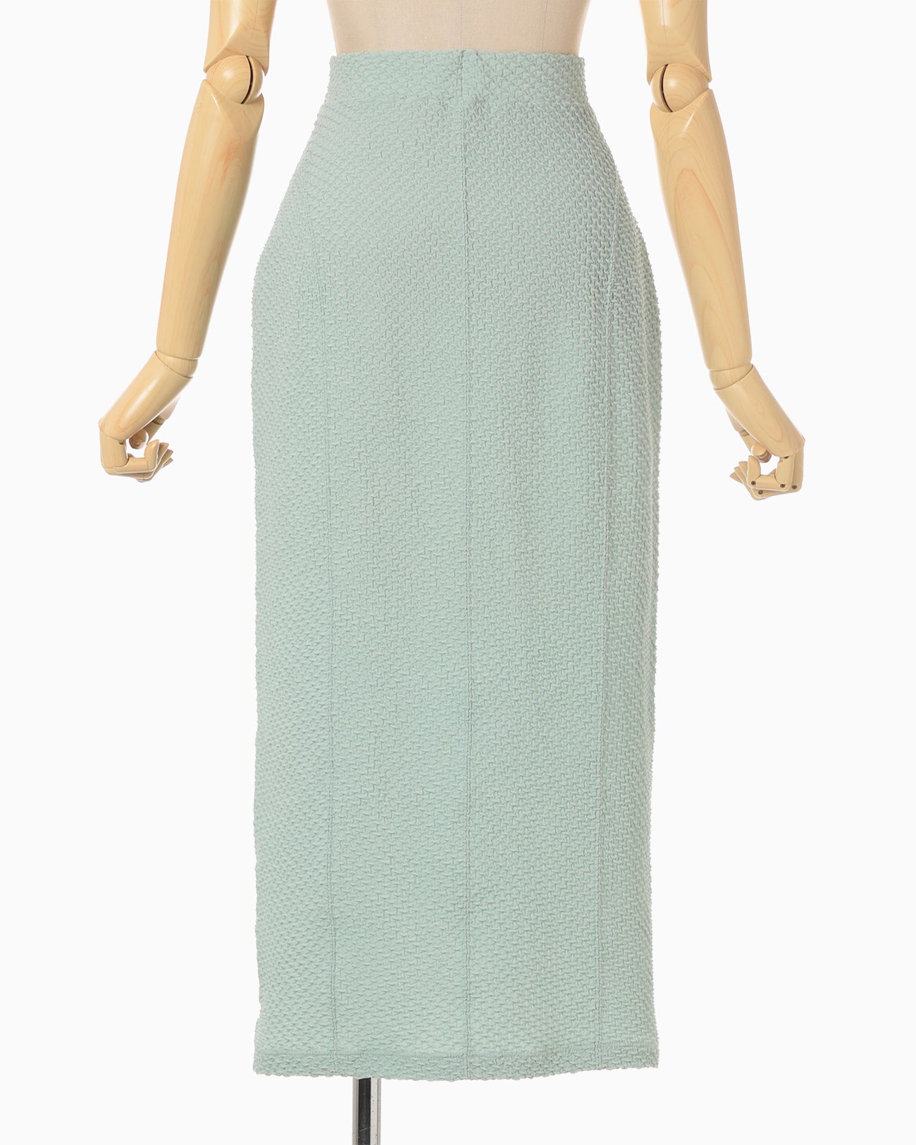 Shirring Jersey Jacquard Pencil Skirt - light blue