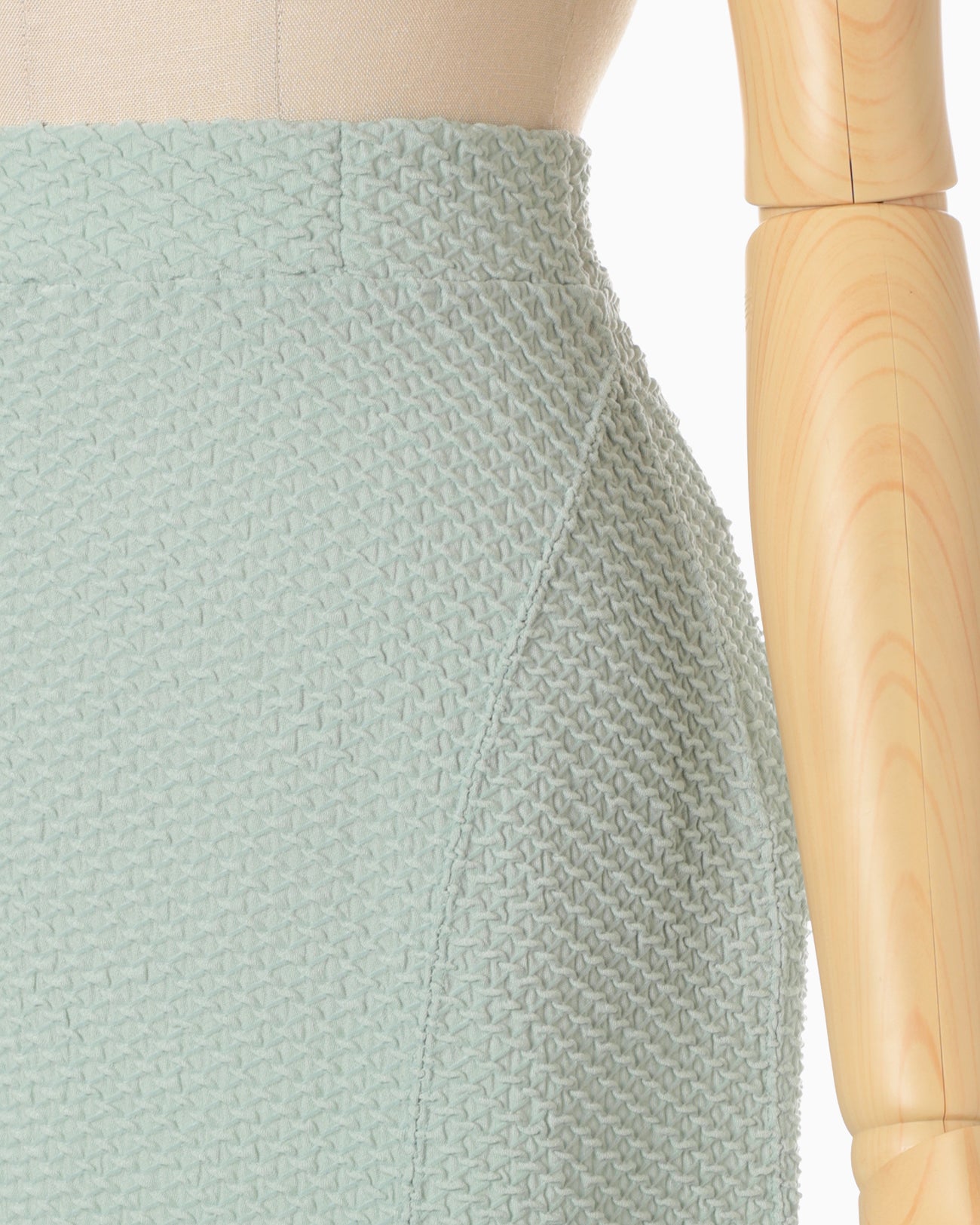 Shirring Jersey Jacquard Pencil Skirt - light blue