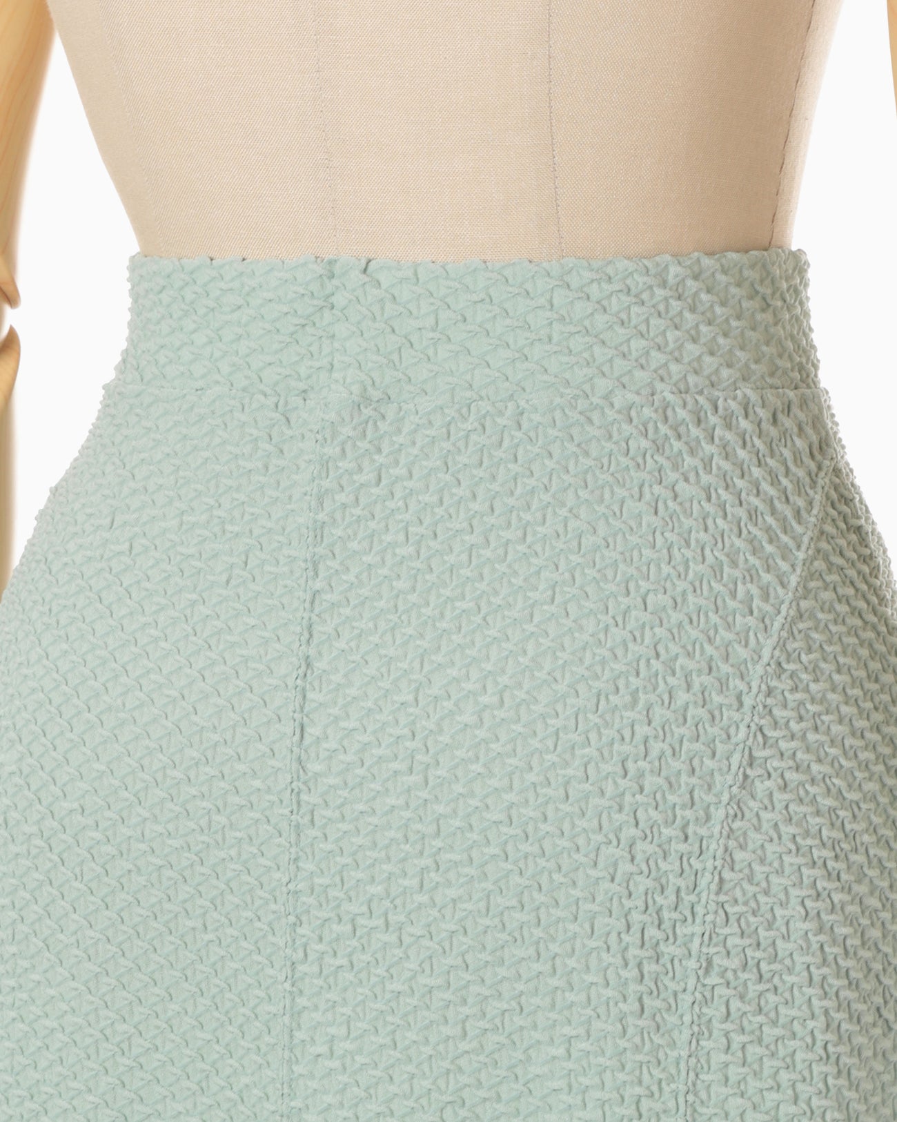 Shirring Jersey Jacquard Pencil Skirt - light blue