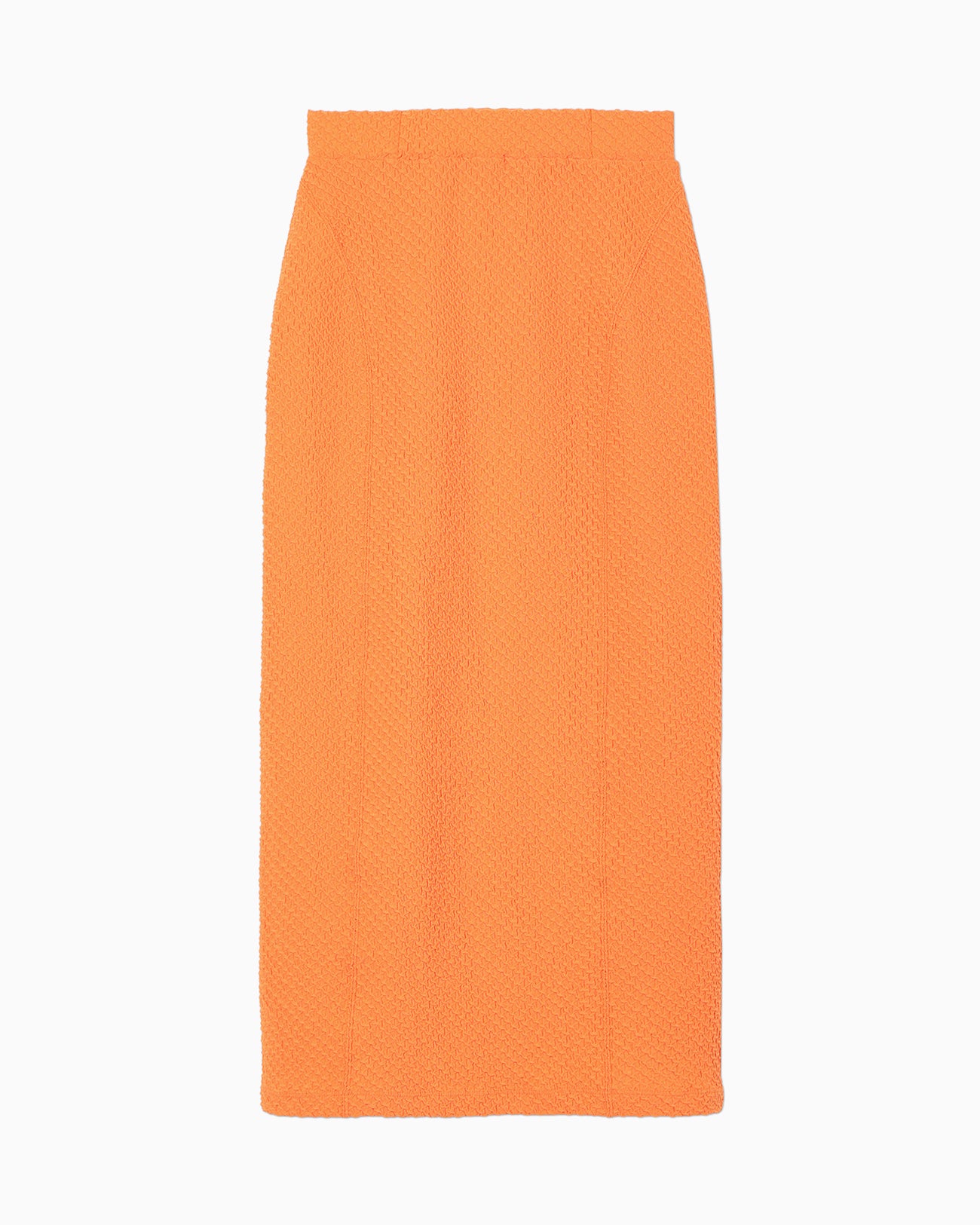 Shirring Jersey Jacquard Pencil Skirt - orange