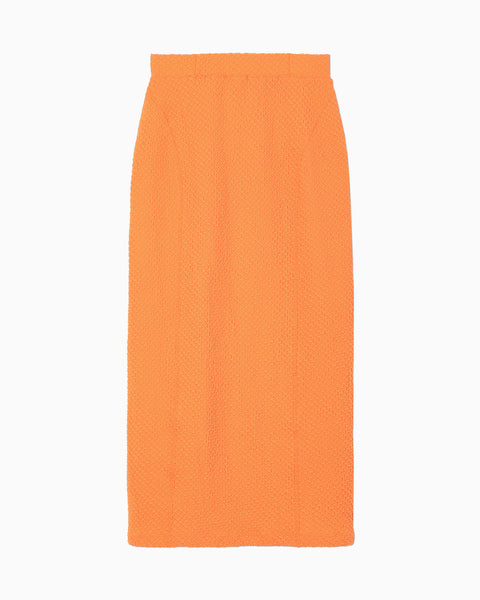 Shirring Jersey Jacquard Pencil Skirt - orange