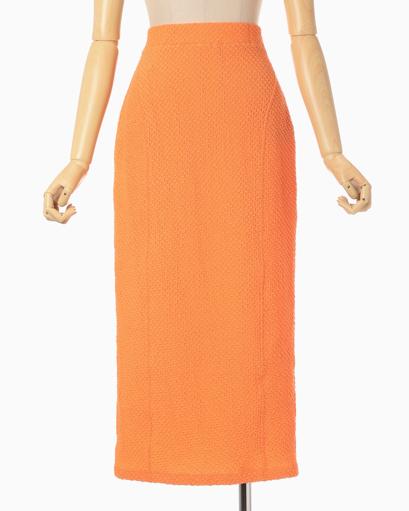 Shirring Jersey Jacquard Pencil Skirt - orange