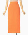 Shirring Jersey Jacquard Pencil Skirt - orange