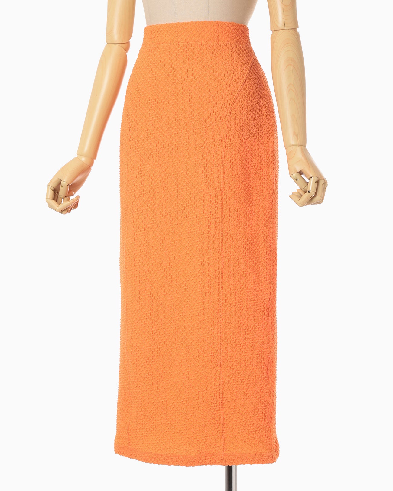 Shirring Jersey Jacquard Pencil Skirt - orange