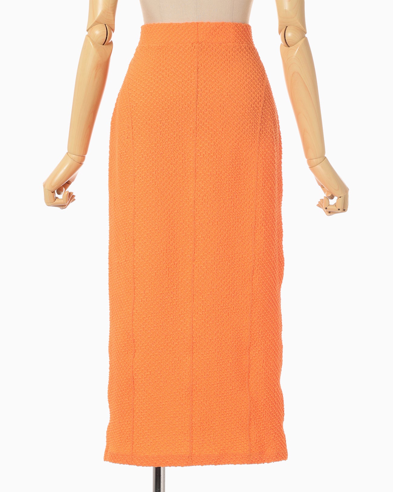 Shirring Jersey Jacquard Pencil Skirt - orange