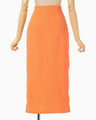 Shirring Jersey Jacquard Pencil Skirt - orange