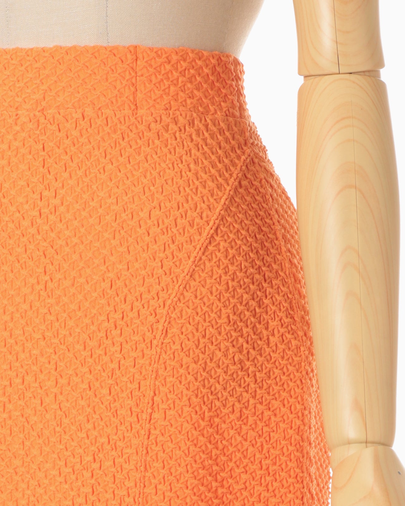 Shirring Jersey Jacquard Pencil Skirt - orange
