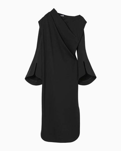 Double Jersey Asymmetric Dress - black
