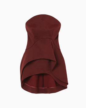 Double Jersey Asymmetric Bustier - bordeaux