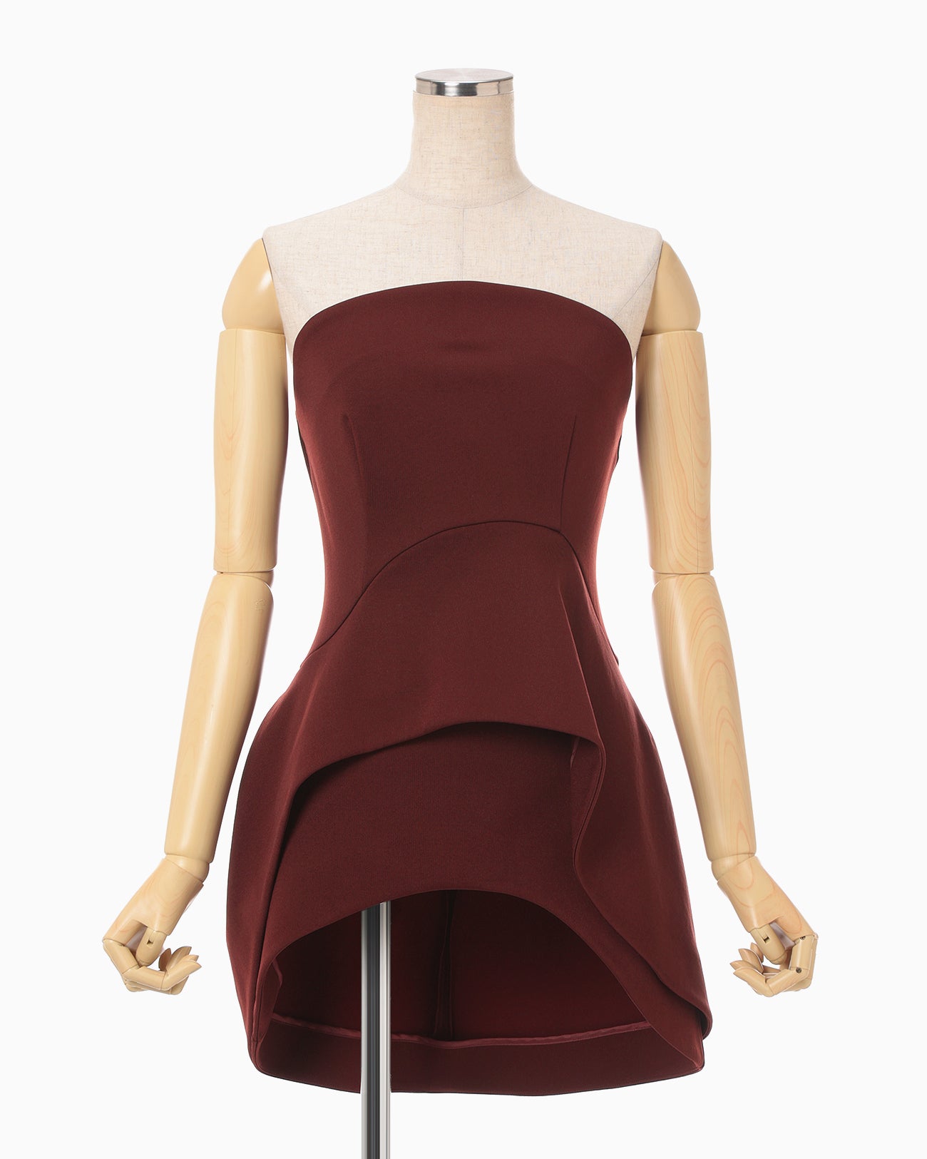 Double Jersey Asymmetric Bustier - bordeaux