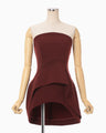 Double Jersey Asymmetric Bustier - bordeaux