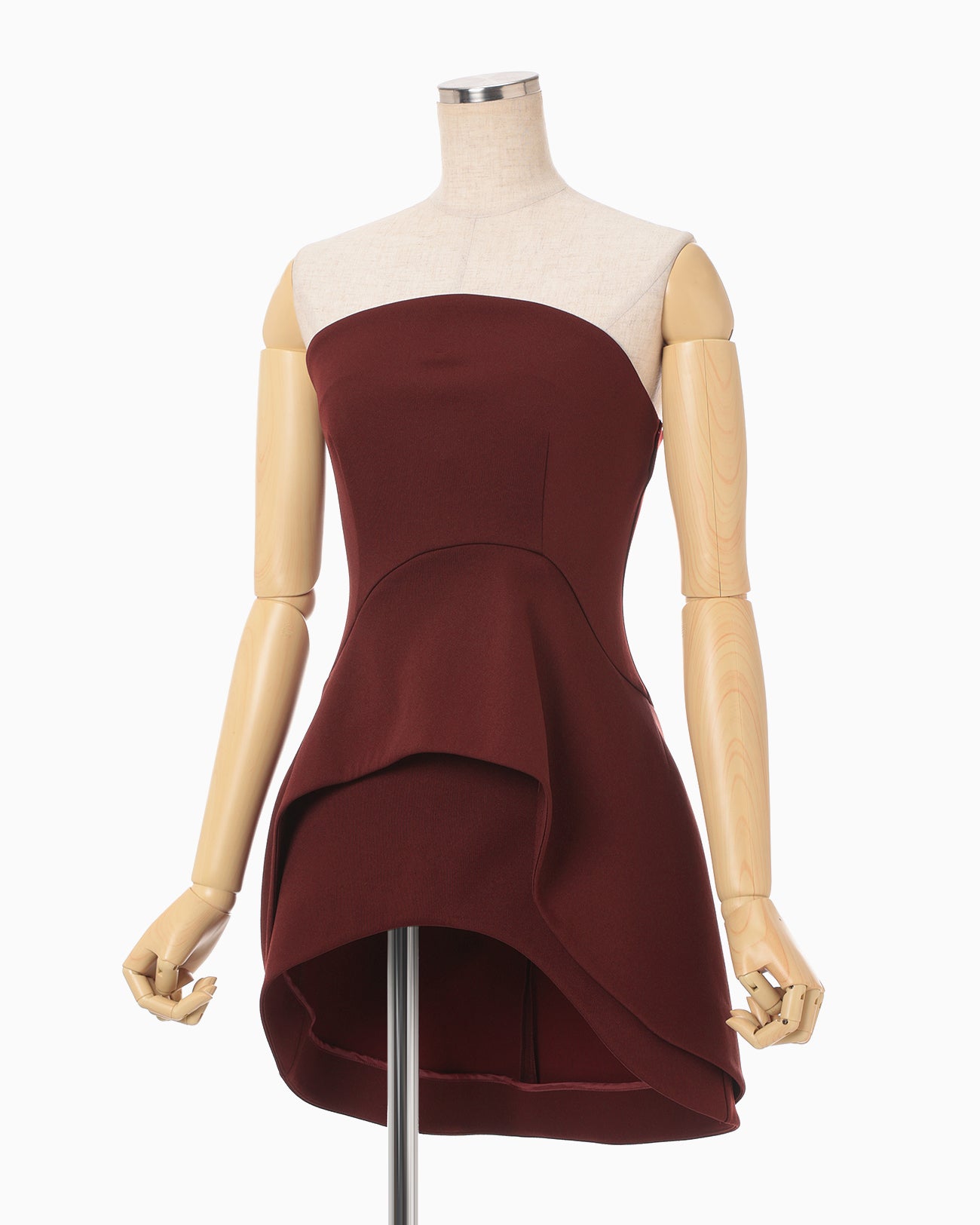Double Jersey Asymmetric Bustier - bordeaux